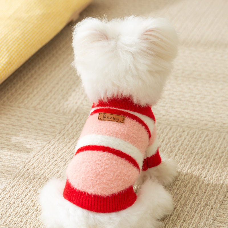 Striped Color Block Dog Cat Polo Sweater