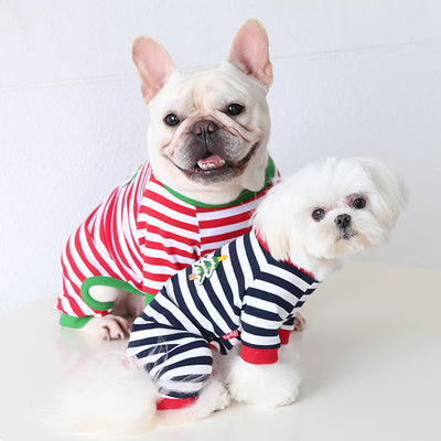 Christmas Tree Striped Dog Jumpsuits