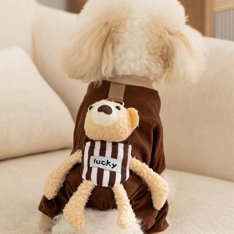 Bear Decor Soft Dog Jumpsuits Harness