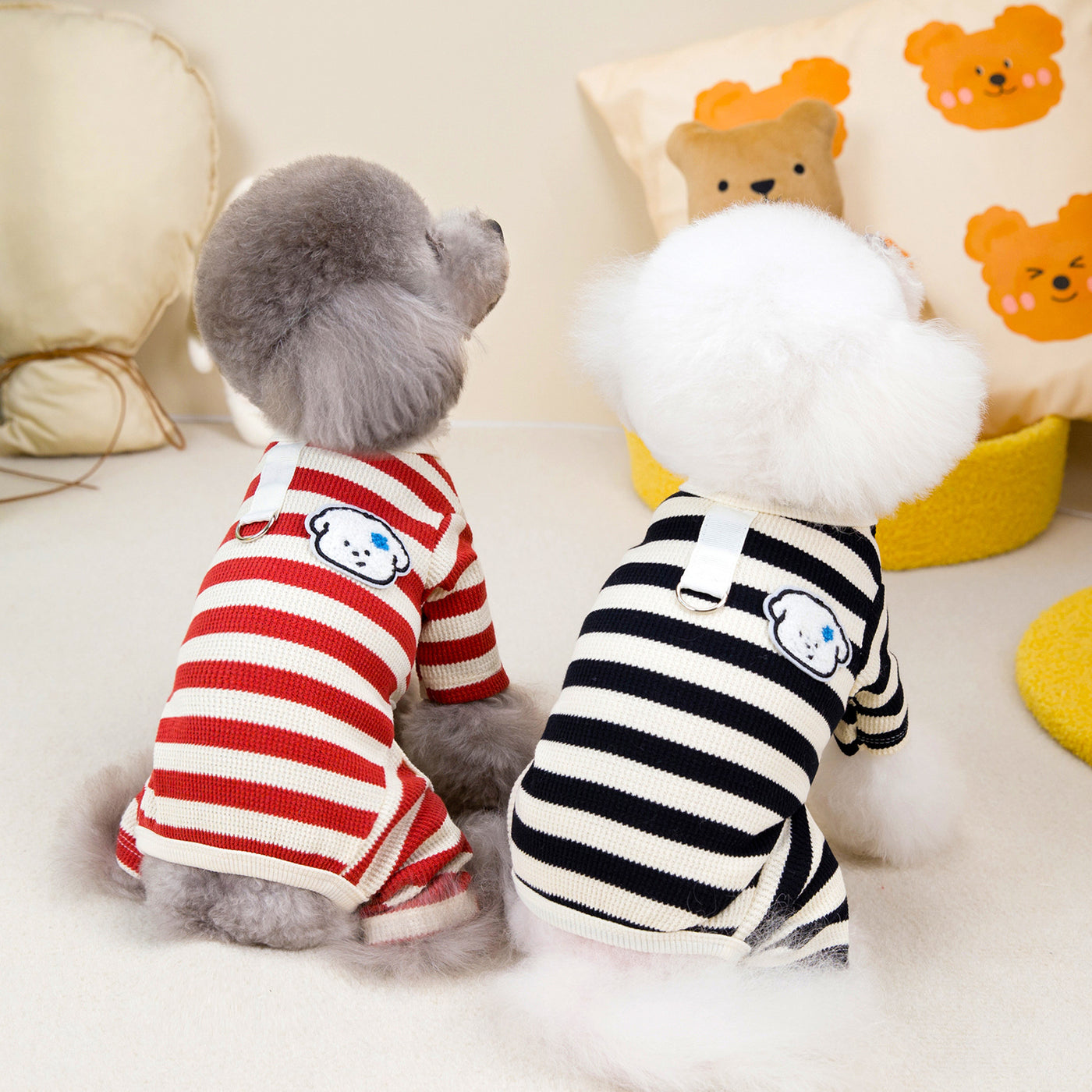 Cartoon Striped Waffle Dog Jumpsuits