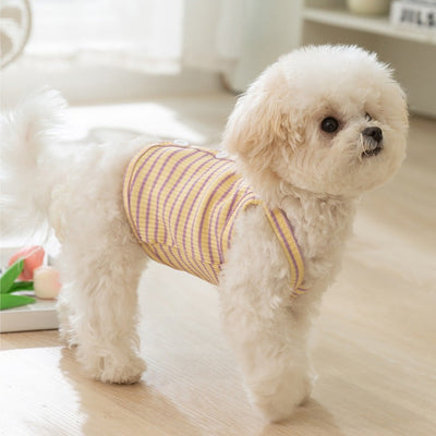 Breathable Striped Buttoned Dog Vest