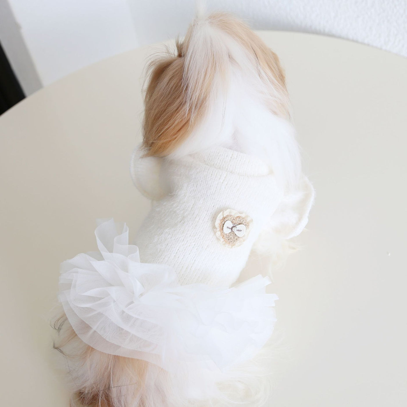 Solid Color Dog Cat Sweater Tutu Dress