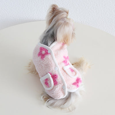 Sweet Flower Fleece Warm Dog Cat Jacket Vest