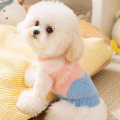 Color Block Warm Soft Dog Cat Sweater