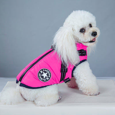 Warm Zipped Dog Jacket Vest Harness