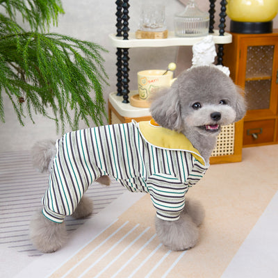 Bear Collar Striped Dog Jumpsuits Harness