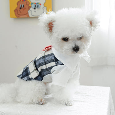 Bow Buttoned Dog Cat Harness Formal Shirt