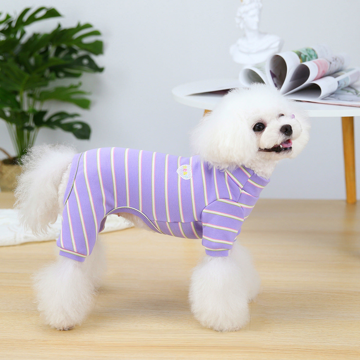 Casual Striped Heart Dog Jumpsuits Pajama