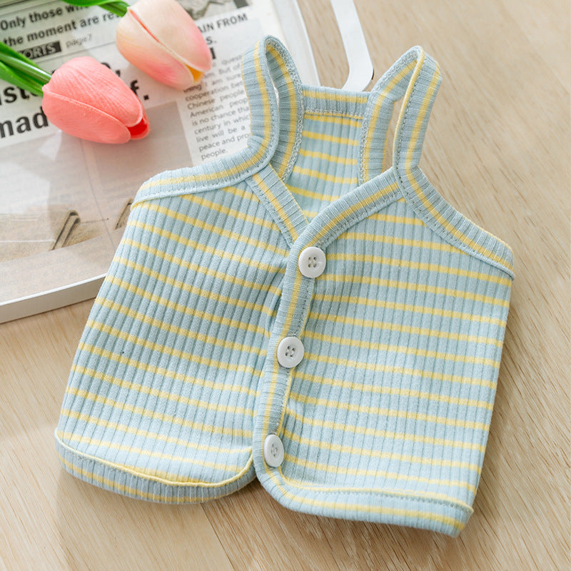 Breathable Striped Buttoned Dog Vest