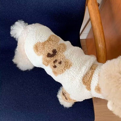 Warm Bear Printed Buttoned Fleece Dog Coat