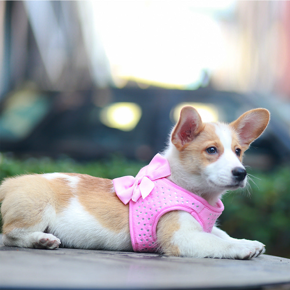 Rhinestone Bowknot Soft Dog Harness