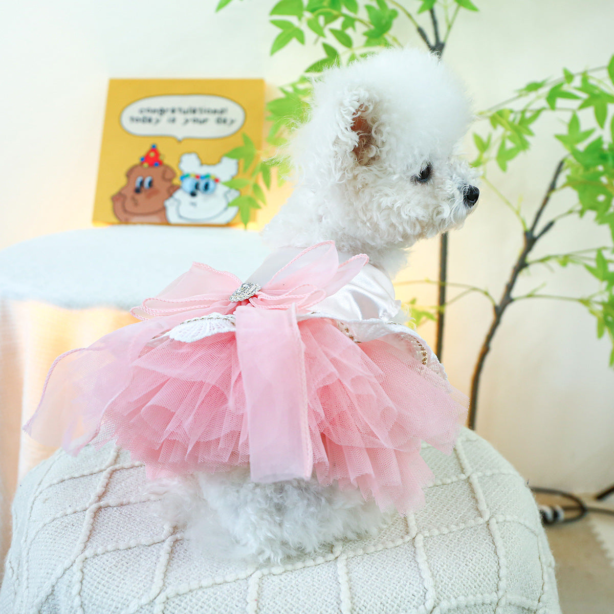 Lace Dog Cat Princess Wedding Dress