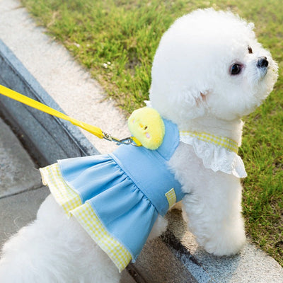 Cute Animal Decor Denim Dog Harness Dress