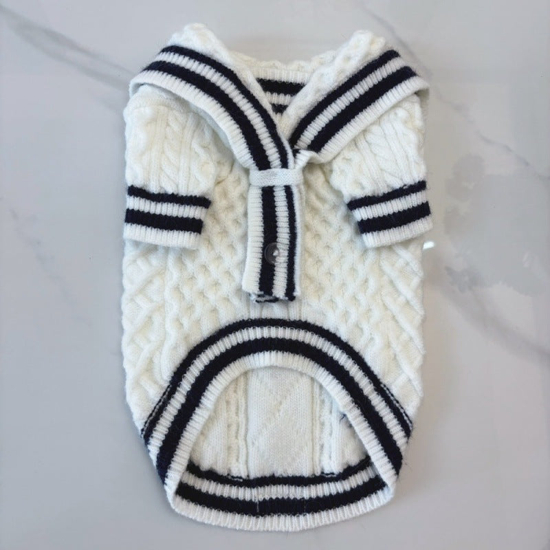 Sailor Suit Pattern Knitted Dog Cat Sweater