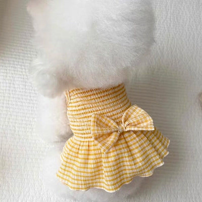 Plaid Bowknot Breathable Dog Cat Dress