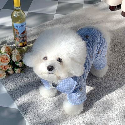 Sweet Houndstooth Bear Printed Dog Jumpsuits