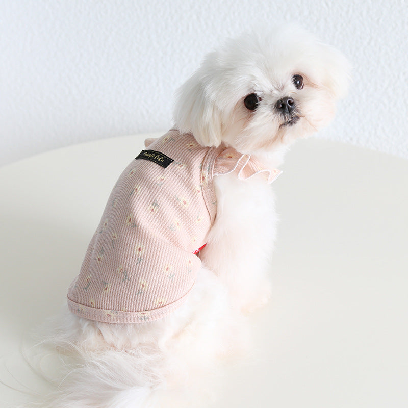 Floral Layered Sleeves Dog Cat Vest