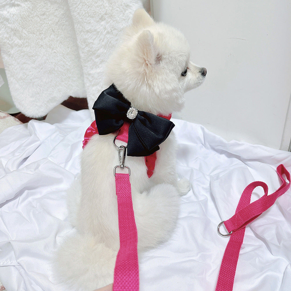 Rose Red Layered Dog Harness&Leash