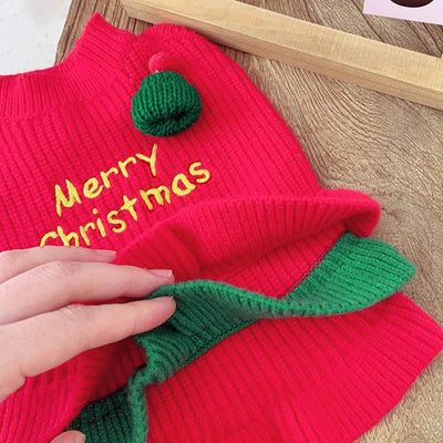 Christmas Knitted Dog Cat Layered Dress