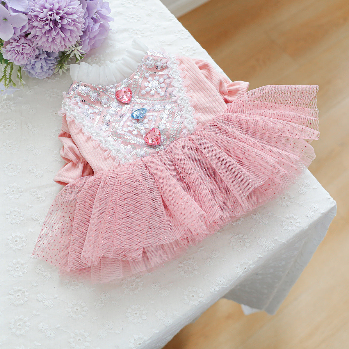 Heart Flower Dog Cat Princess Dress