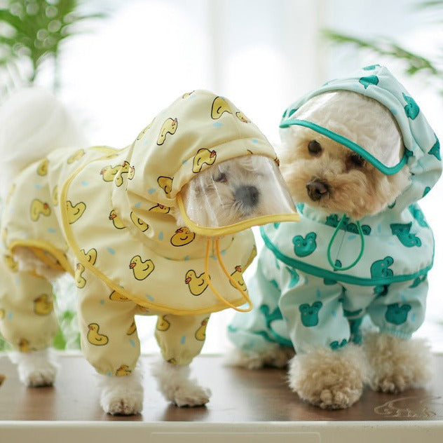 Detachable Animal Printed Dog Raincoat