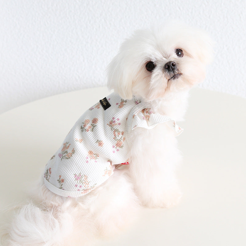 Floral Layered Sleeves Dog Cat Vest