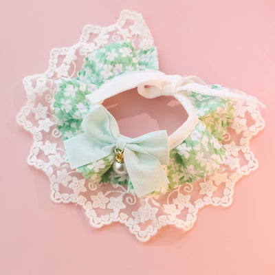 Lace Bowknot Bell Dog Cat Bib