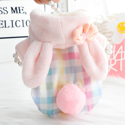 Rabbit Ears Plaid Fleece Dog Coat/Jumpsuits