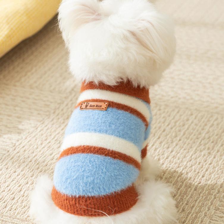 Striped Color Block Dog Cat Polo Sweater