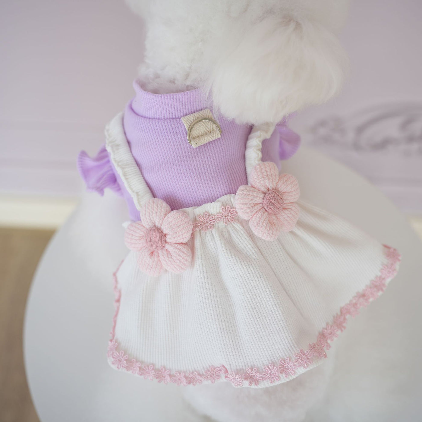 Sweet Knitted Flower Dog Cat Dress Harness