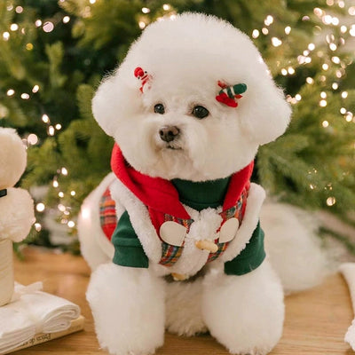 Christmas Plaid Buttoned Fleece Dog Cat Jacket