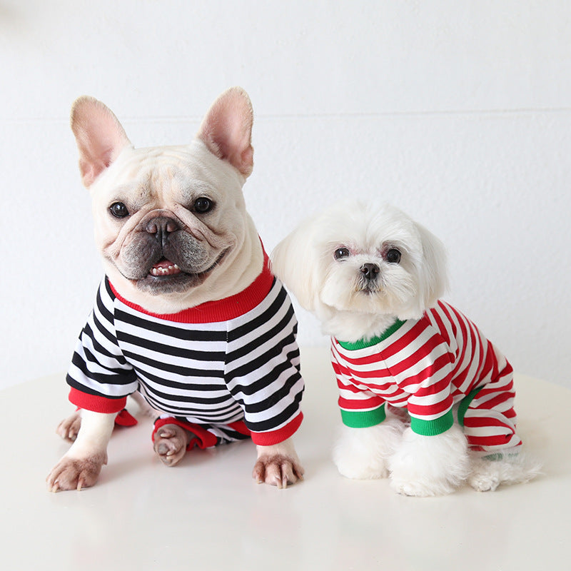 Christmas Tree Striped Dog Jumpsuits