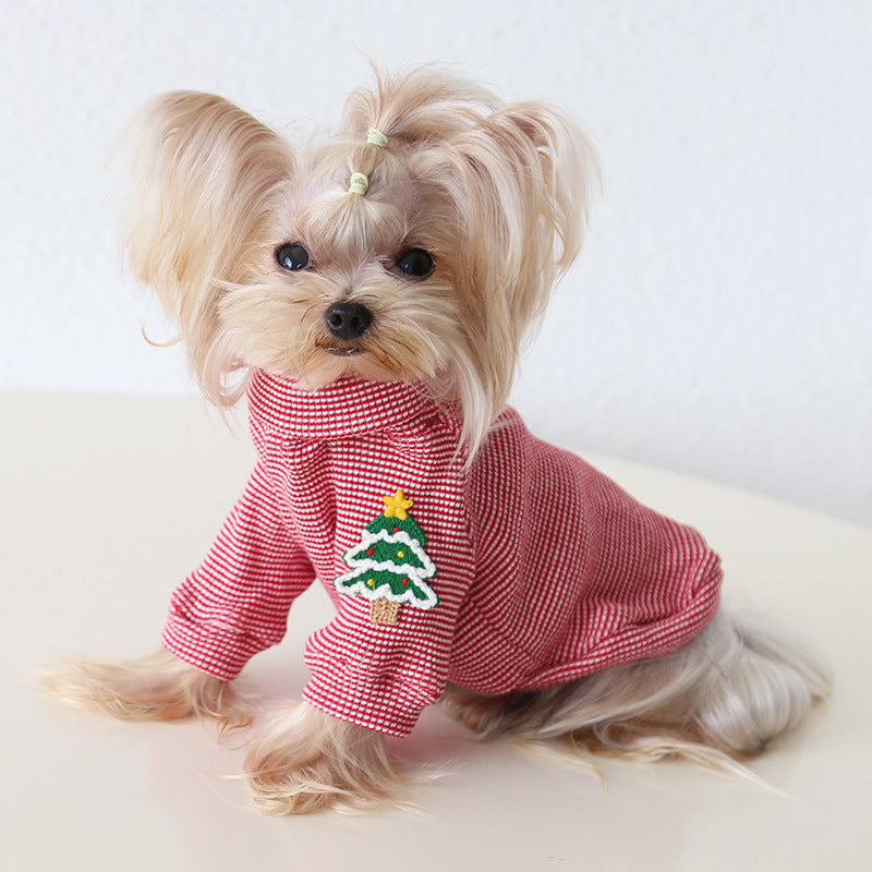 Christmas Tree Striped Dog Cat T-shirt/Vest