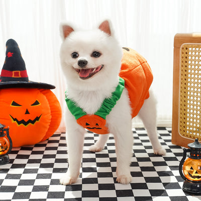 Halloween Pumpkin Fleece Dog Cat Vest/Hat