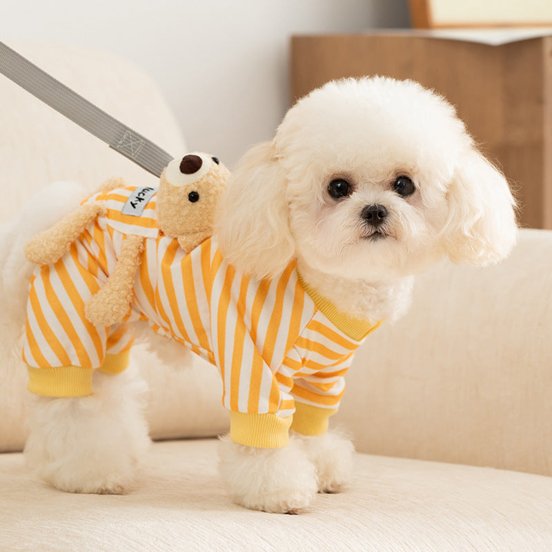 Bear Decor Soft Dog Jumpsuits Harness