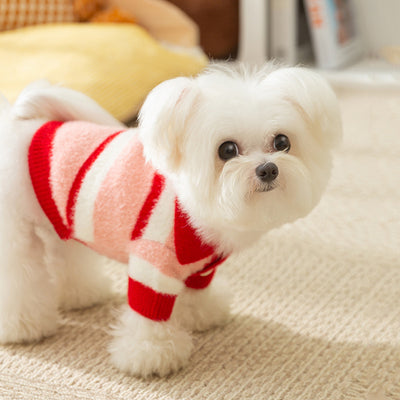 Striped Color Block Dog Cat Polo Sweater