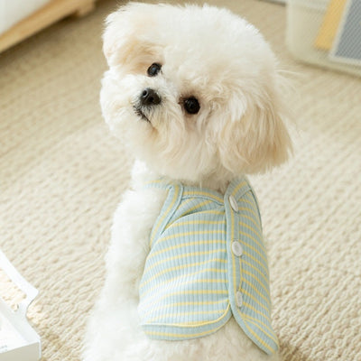 Breathable Striped Buttoned Dog Vest