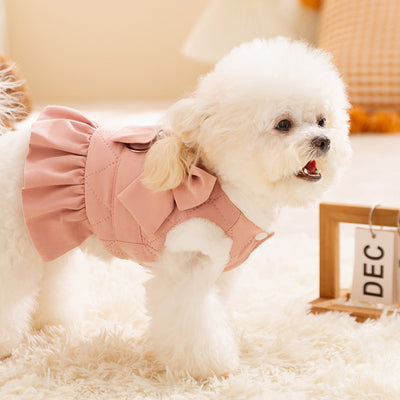 Elegant Bowknot Fleece Dog Harness Dress