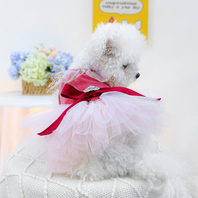 Crown Star Lace Dog Cat Princess Dress