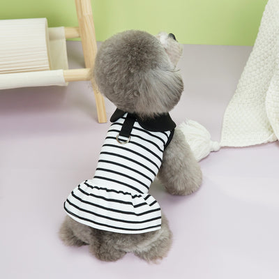 Striped Collar Dog Cat Dress/Tee
