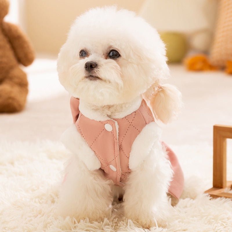 Elegant Bowknot Fleece Dog Harness Dress