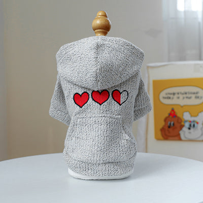 Little Heart Printed Dog Hoodie