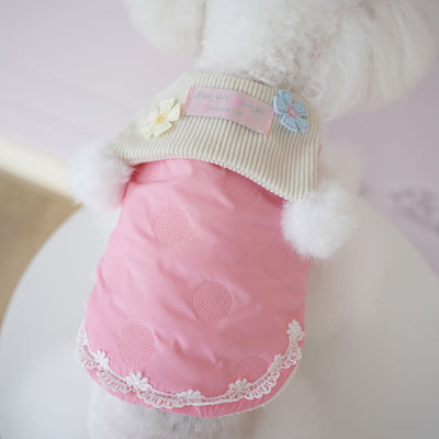 Furry Ball Decor Square Collar Dog Cat Jacket