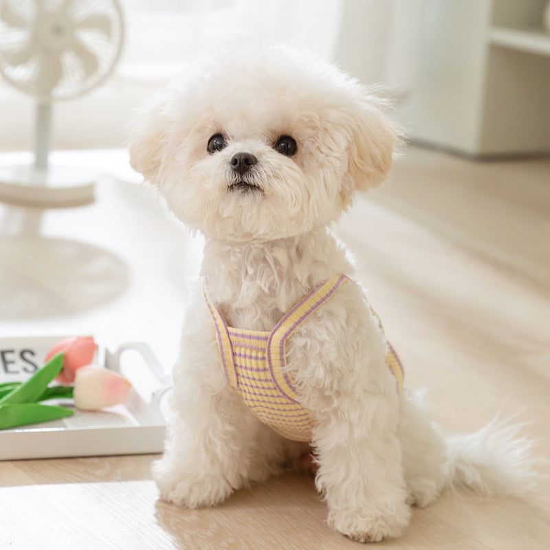 Breathable Striped Buttoned Dog Vest