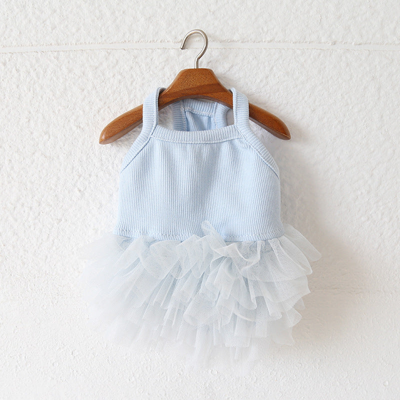 Solid Color Layered Dog Cat Lace Tutu Dress