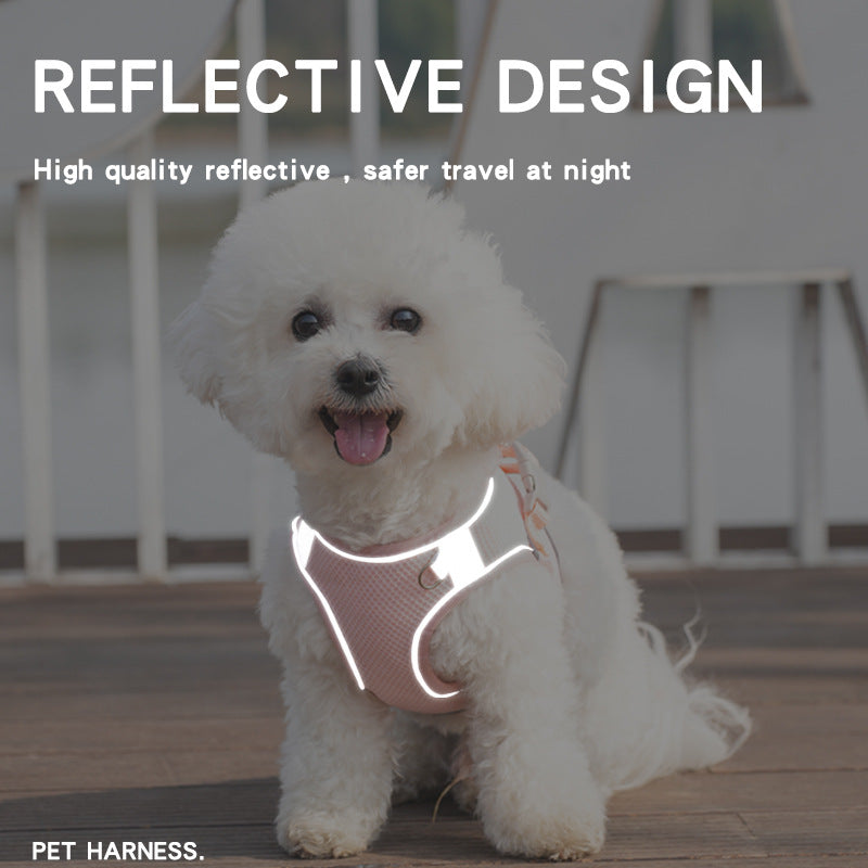 Reflective Plaid Breathable Dog Harness&Leash