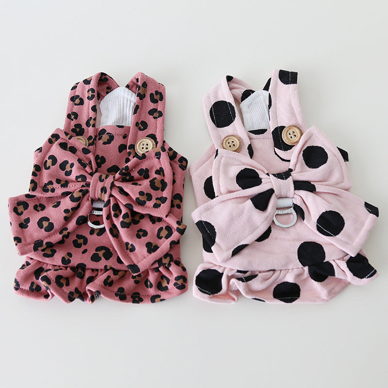 Leopard Polka Dot Dog Harness Dress