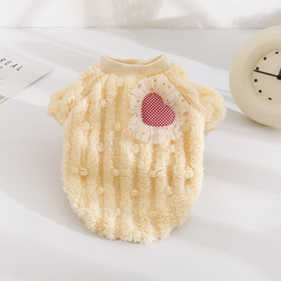 Heart Printed Fleece Dog Cat Sweater