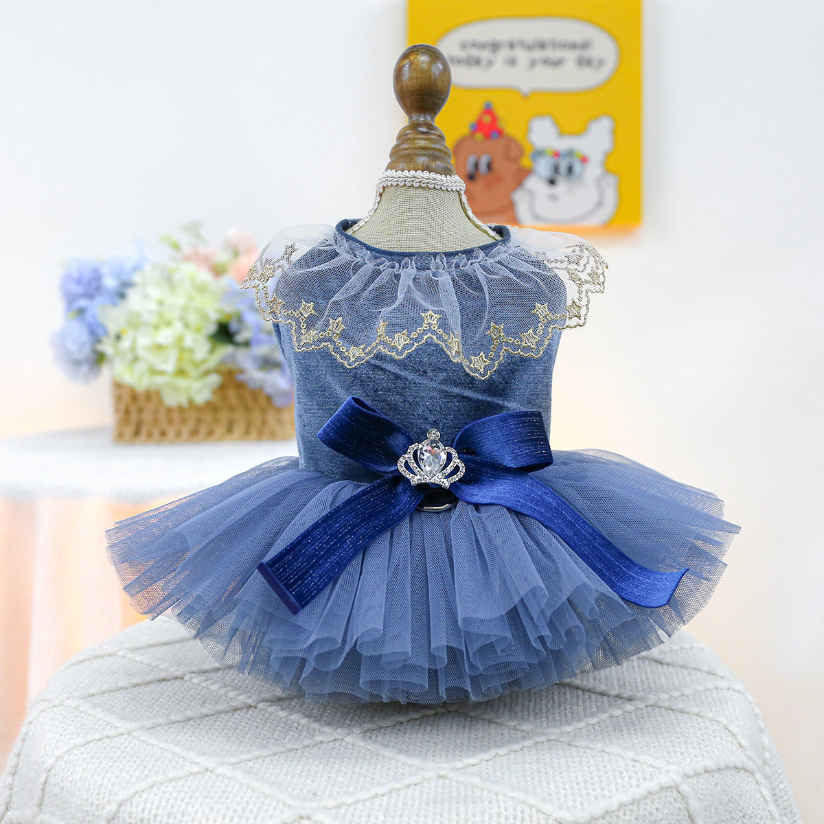 Crown Star Lace Dog Cat Princess Dress