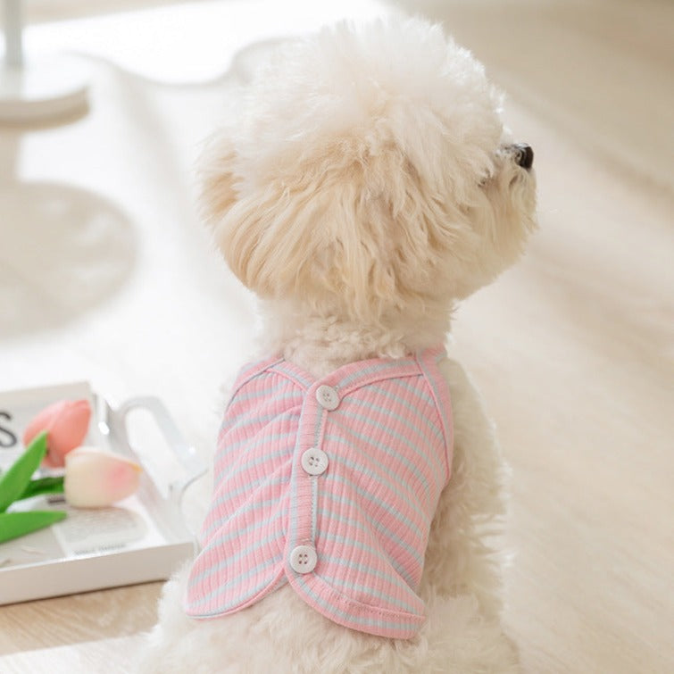 Breathable Striped Buttoned Dog Vest